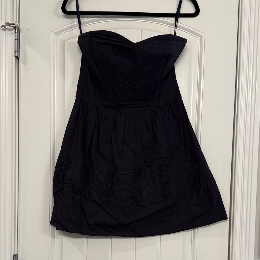 Kimchi Blue Elegant Navy Cotton Strapless Dress, Size M